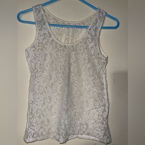 white sheer stretch lace camisole tank calvin klein Sz M nylon